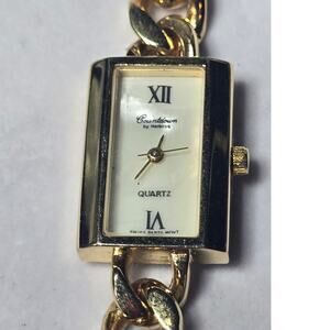 Helbros Countdown Gold-Tone Tank Bracelet Chain Watch – Vintage Swiss Quartz
